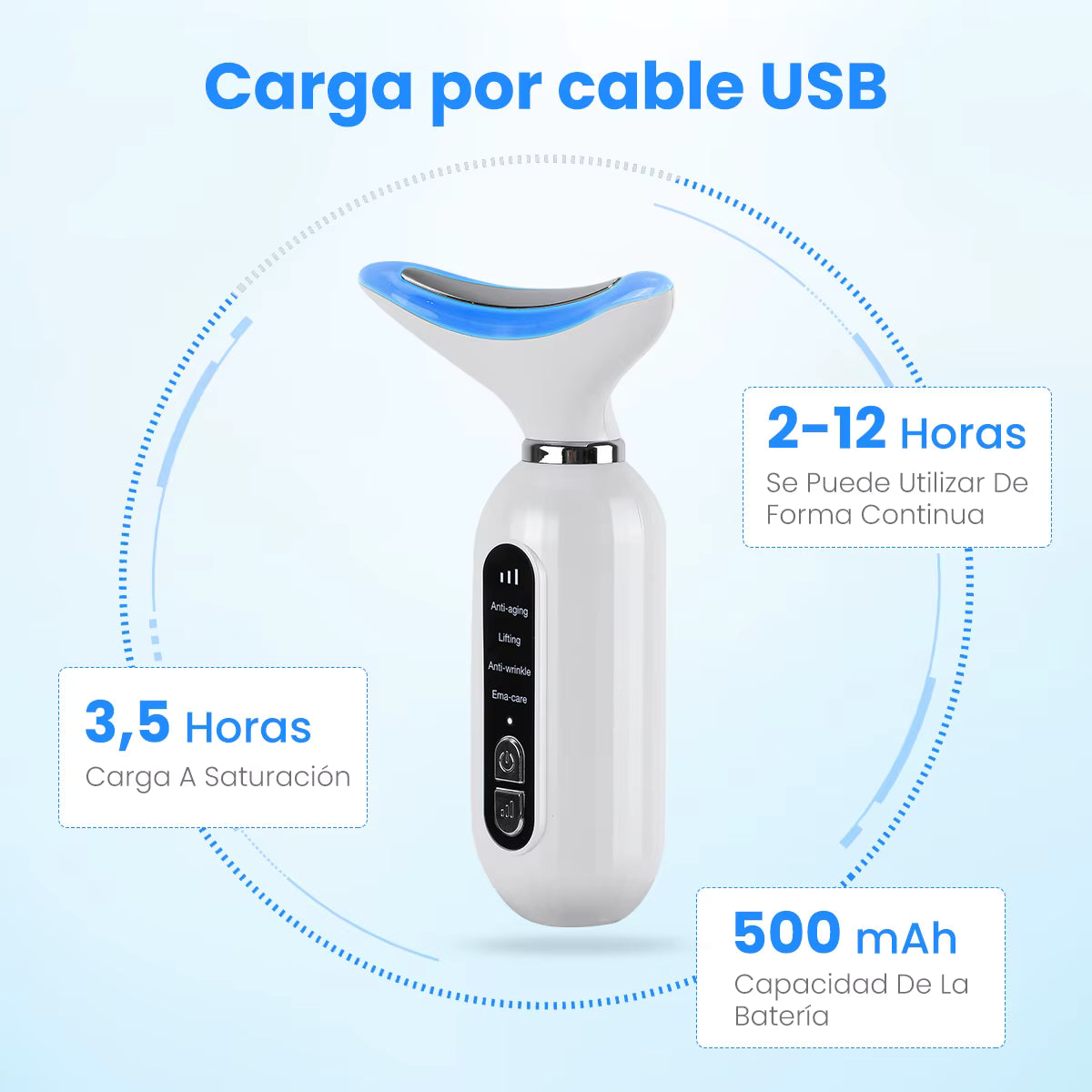 Masajeador Facial Cuello AntiEdad LED AR